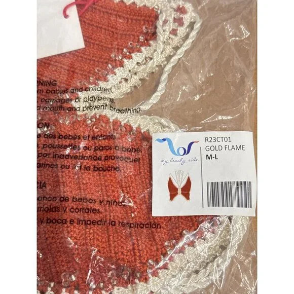 My Beachy Side Crochet Beaded Butterfly Halter Top Flame Womens M/L - Picture 7 of 7